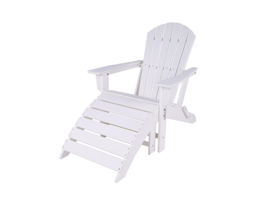 MaximaVida plastic Adirondack garden chair with footstool Montreal white – foldable