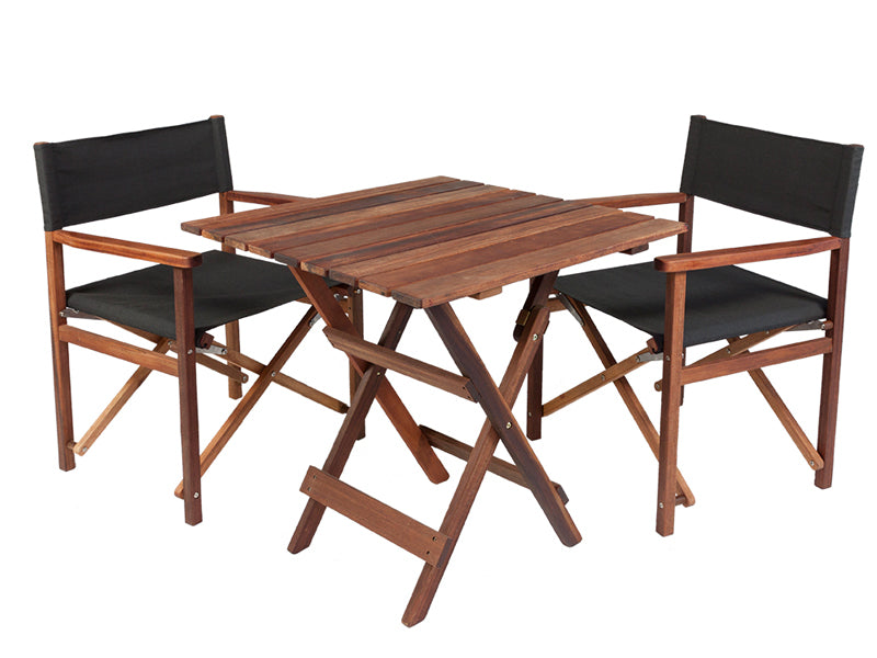 MaximaVida mahoniehouten regisseursstoel set Cannes zwart 1 tafel en 2 stoelen
