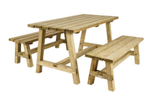 Load image into Gallery viewer, MaximaVida houten picknickset Tallinn 160 cm - 4 cm dik geïmpregneerd hout
